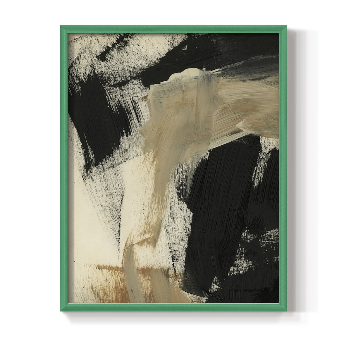 Baked Paintstrokes IV Framed Print in Green Solid Wood Framed Print No Nail Hanging