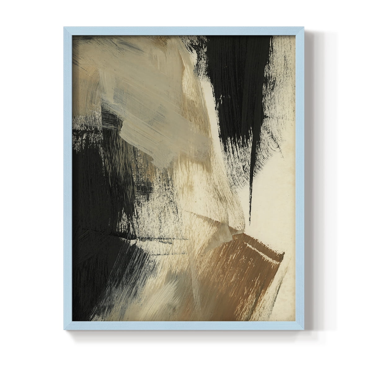 Baked Paintstrokes V Framed Print in Blue Solid Wood Framed Print No Nail Hanging