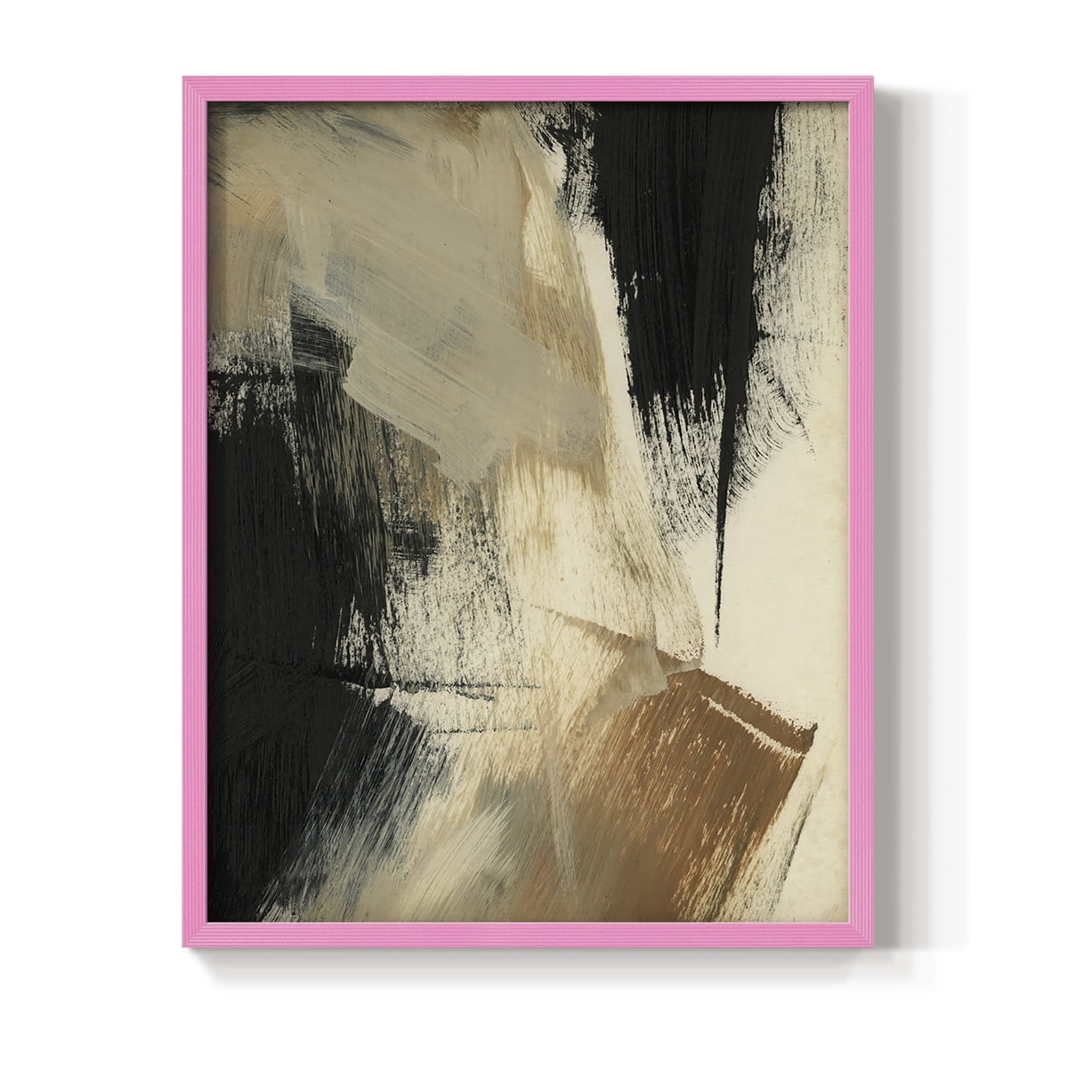 Baked Paintstrokes V Framed Print in Pink Solid Wood Framed Print No Nail Hanging