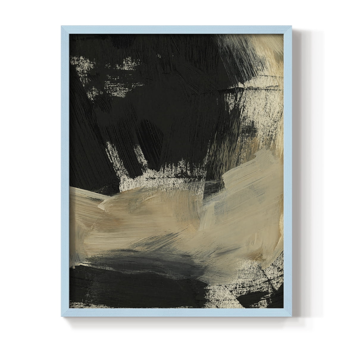 Baked Paintstrokes VI Framed Print in Blue Solid Wood Framed Print No Nail Hanging