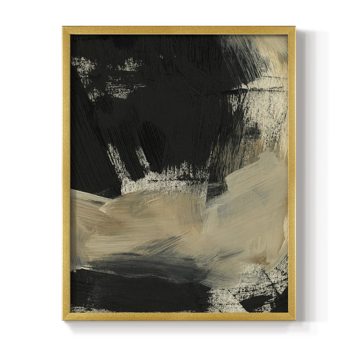 Baked Paintstrokes VI Framed Print in Gold Solid Wood Framed Print No Nail Hanging
