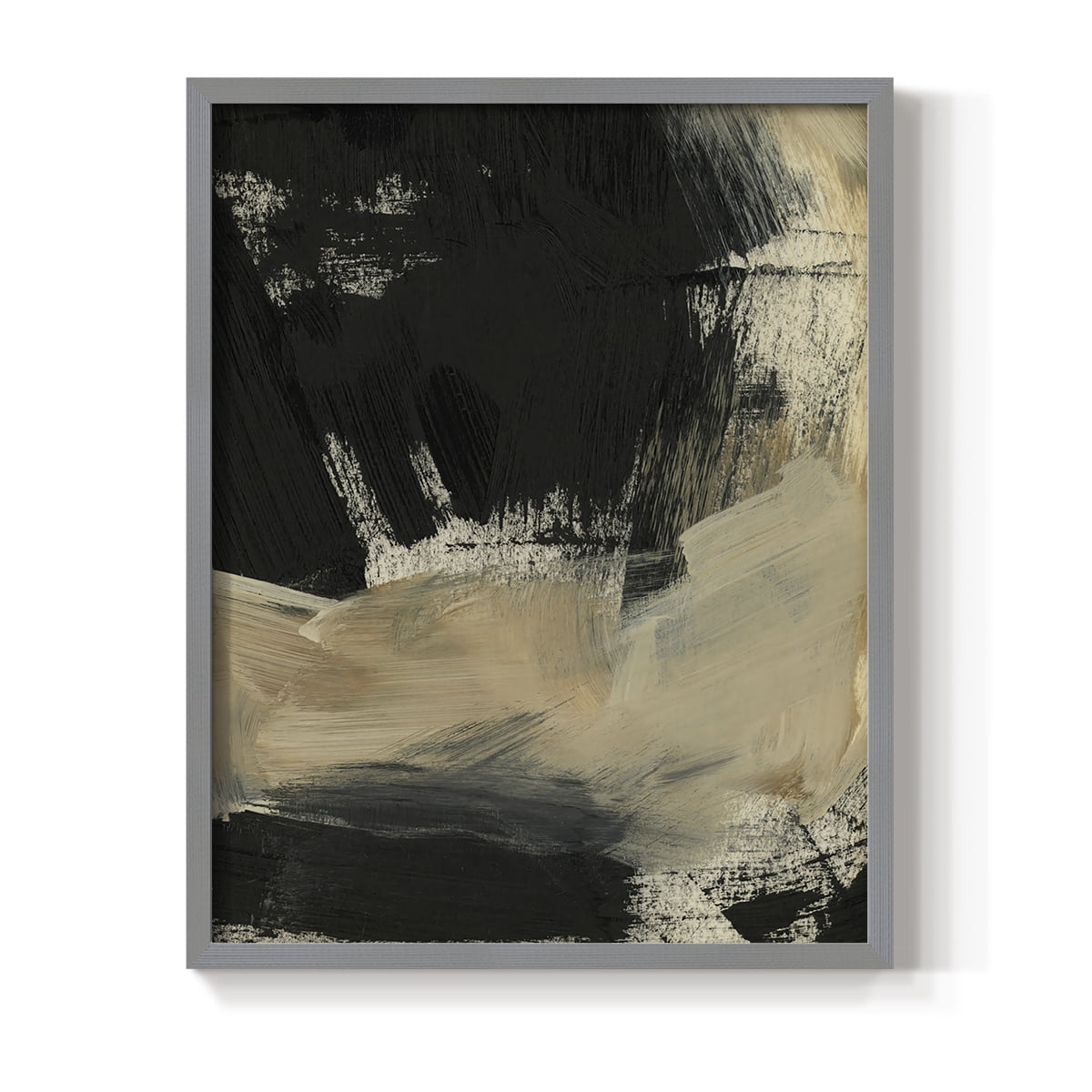 Baked Paintstrokes VI Framed Print in Gray Solid Wood Framed Print No Nail Hanging