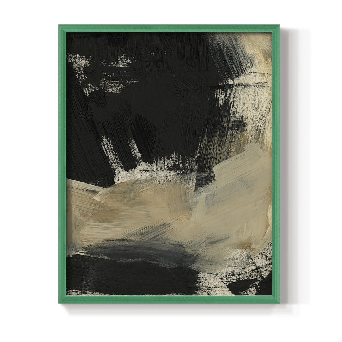 Baked Paintstrokes VI Framed Print in Green Solid Wood Framed Print No Nail Hanging