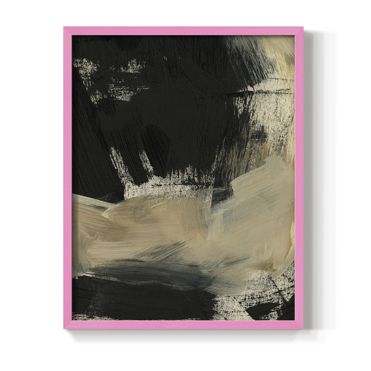 Baked Paintstrokes VI Framed Print in Pink Solid Wood Framed Print No Nail Hanging