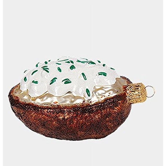 Baked Potato with Sour Cream Polish Blown Glass Christmas Ornament Decoration