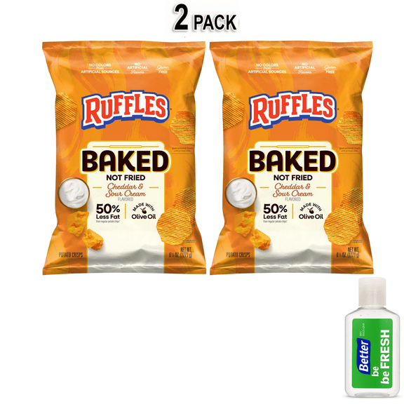 Baked Ruffles 50% Less Fat Cheddar & Sour Cream Potato Chips, 6.25 oz