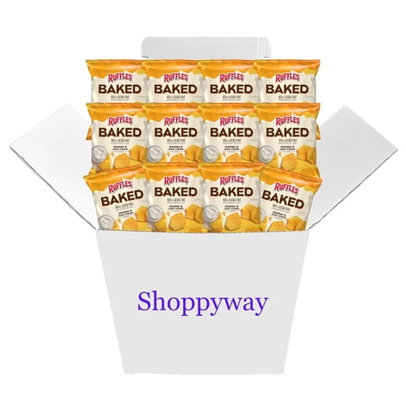 Baked, Ruffles Cheddar & Sour Cream Potato Chips, 1.125 Ounce (Pack of 12) Value Pack Bundled by Shoppyway
