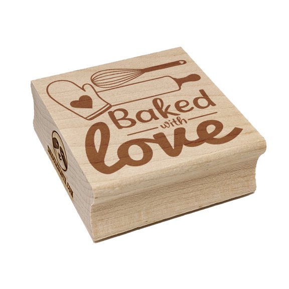 Baked With Love Whisk Rolling Pin Square Rubber Stamp Stamping Scrapbooking Crafting - Medium 1.75in