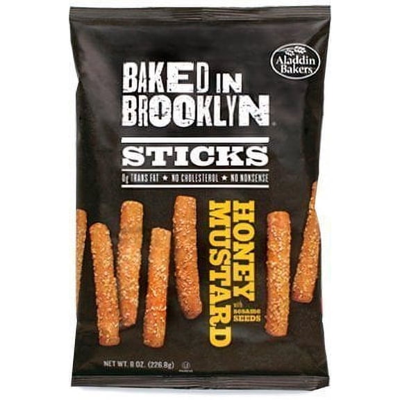 Baked in Brooklyn Breadsticks, Honey Mustard, 8oz. Bags Pack of 12 by BAKED IN BROOKLYN