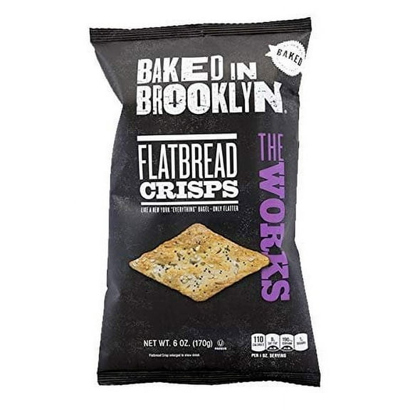 Baked in Brooklyn Flatbread Crisps,The Works, 6 oz Pack of 2