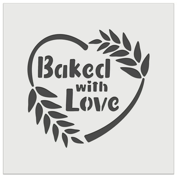 Baked with Love Heart Wheat Wreath Bread Baking DIY Cookie Wall Craft Stencil - 5.5 Inch