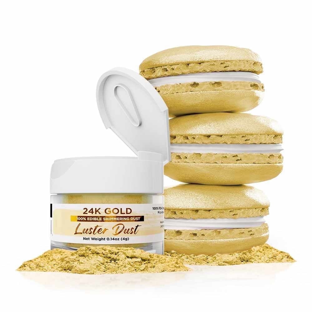 Bakell - 24K Gold Luster Dust and Paint (4g, 1x Jar) Edible Vegan Dust \u0026 Paint for Baking, Desserts and Beverages
