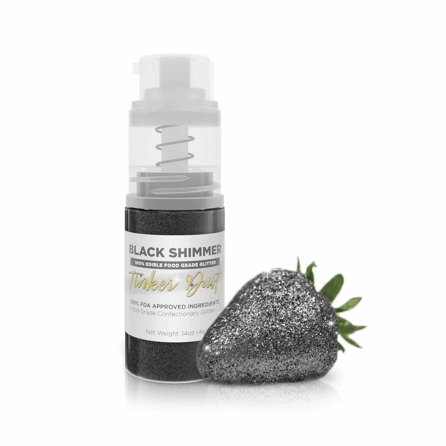 Bakell - Tinker Dust Black Shimmer Edible Cake Glitter - Vibrant Sparkle, 4g Spray Pump