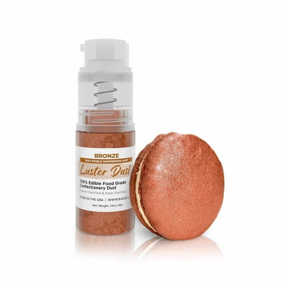 Bakell - Bronze Luster Dust and Cake Paint - Fine Metallic Sheen, 4g Spray Pump