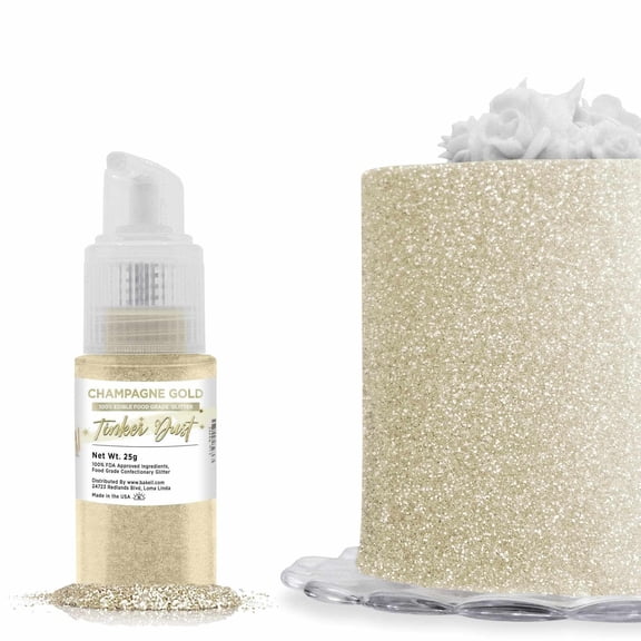 Bakell - Tinker Dust Champagne Gold Edible Glitter - Vibrant Sparkle, 25g Spray Pump