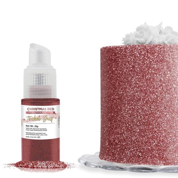 Bakell - Tinker Dust Christmas Red Edible Glitter - Vibrant Sparkle, 25g Spray Pump