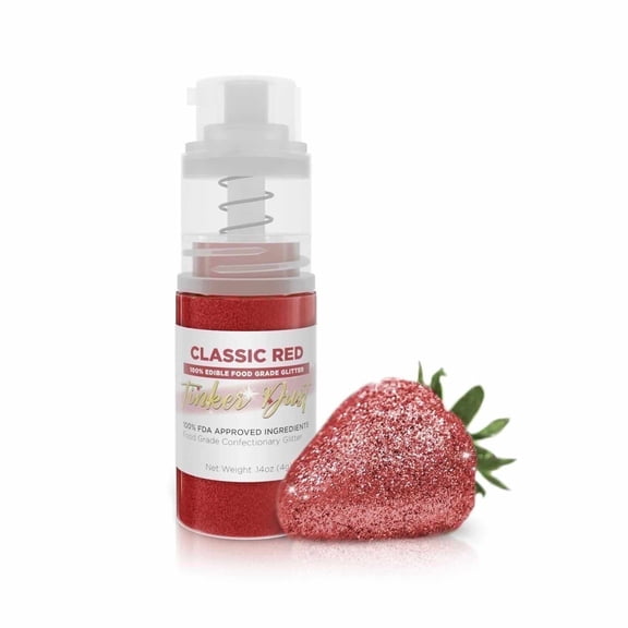 Bakell - Tinker Dust Classic Red Edible Glitter - Vibrant Sparkle, 4g Spray Pump