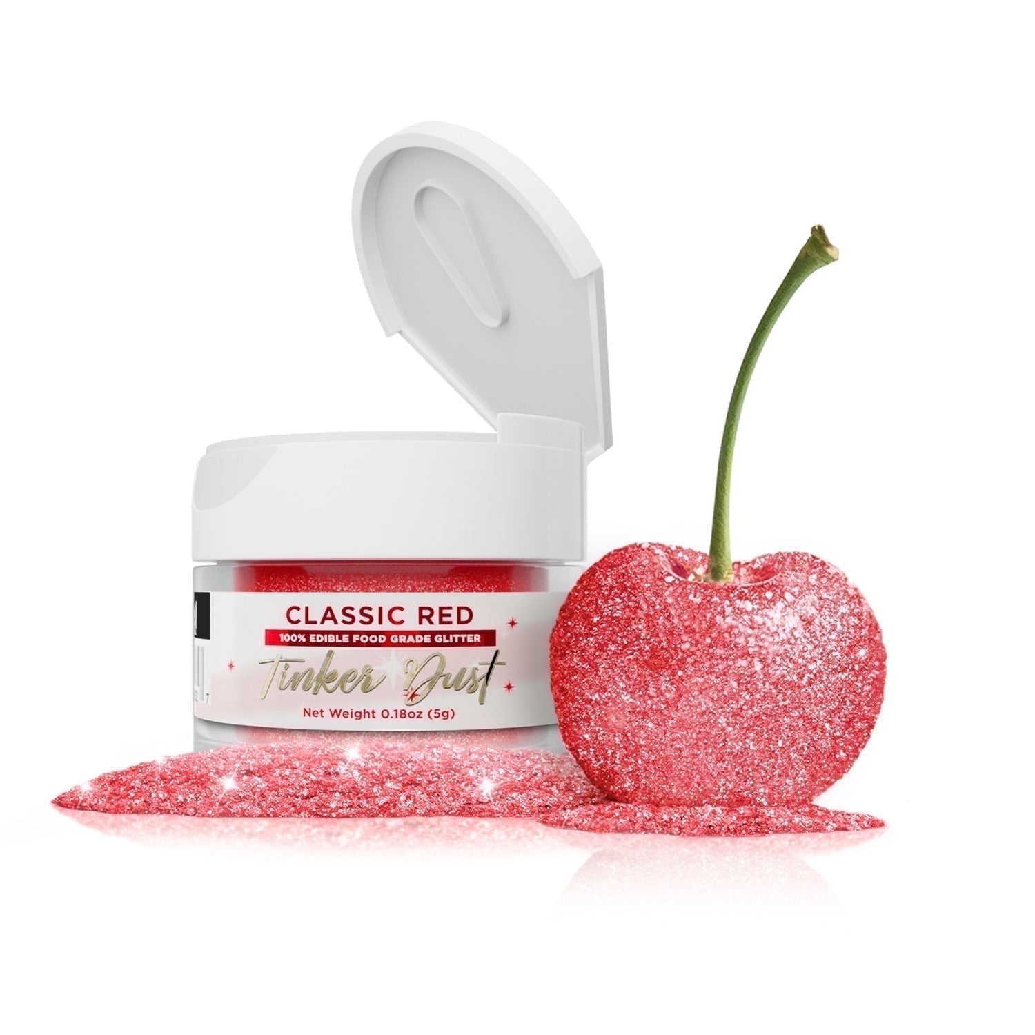 Bakell - Tinker Dust Classic Red Edible Glitter - Vibrant Sparkle, 5g Jar