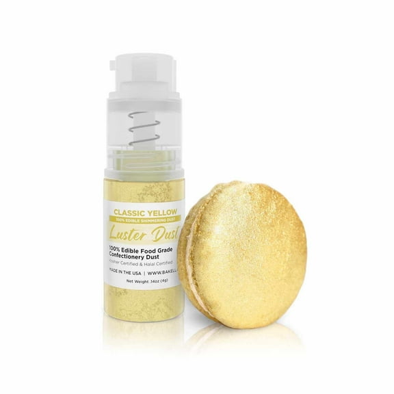 Bakell - Classic Yellow Luster Dust and Cake Paint - Fine Metallic Sheen, 4g Spray Pump