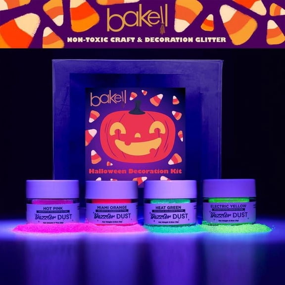 Bakell - Halloween Glow In The Dark Dazzler Dust Combo Pack - Arts and Crafts Glitter - 4x 5g Jars