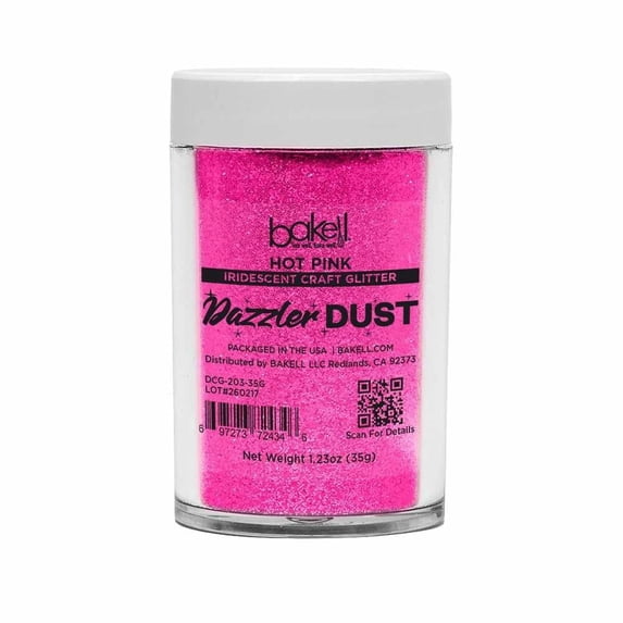 Bakell - Hot Pink Ultra Fine UV Reactive Iridescent Craft Glitter Dazzler Dust - 35g Jar
