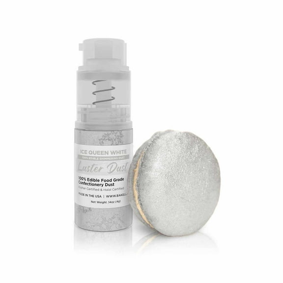 Bakell - Ice Queen White Luster Dust and Cake Paint - Fine Metallic Sheen, 4g Spray Pump