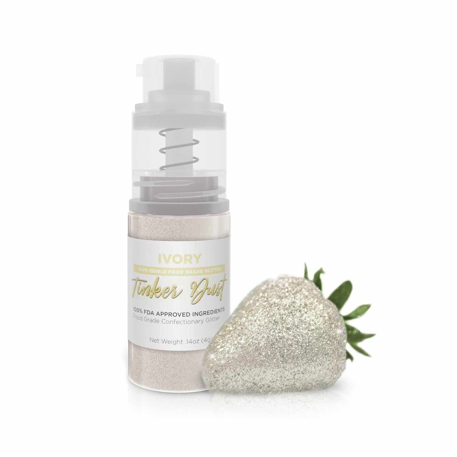 Bakell - Tinker Dust Ivory Edible Cake Glitter - Vibrant Sparkle, 4g Spray Pump