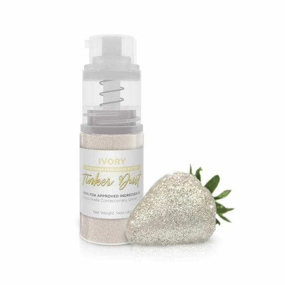 Bakell - Tinker Dust Ivory Edible Glitter - Vibrant Sparkle, 4g Spray Pump