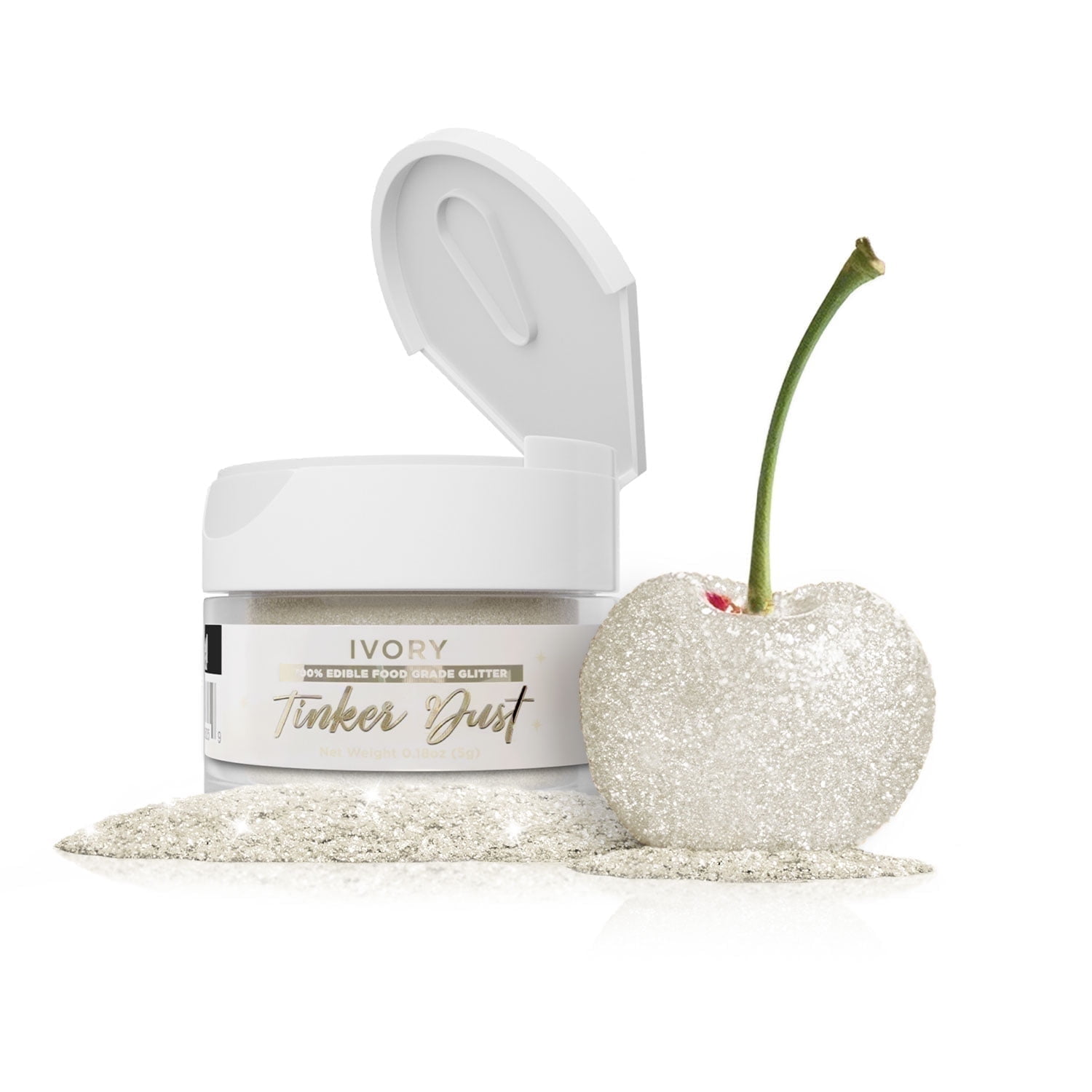 Bakell - Tinker Dust Ivory Edible Glitter - Vibrant Sparkle, 5g Jar