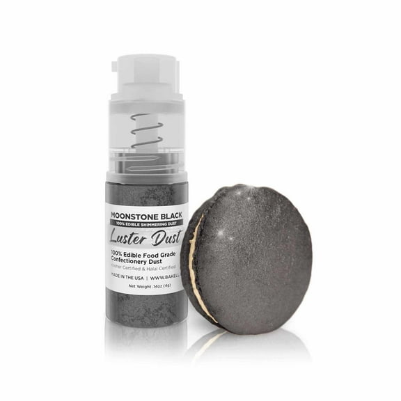 Bakell - Moonstone Black Luster Dust and Cake Paint - Fine Metallic Sheen, 4g Spray Pump