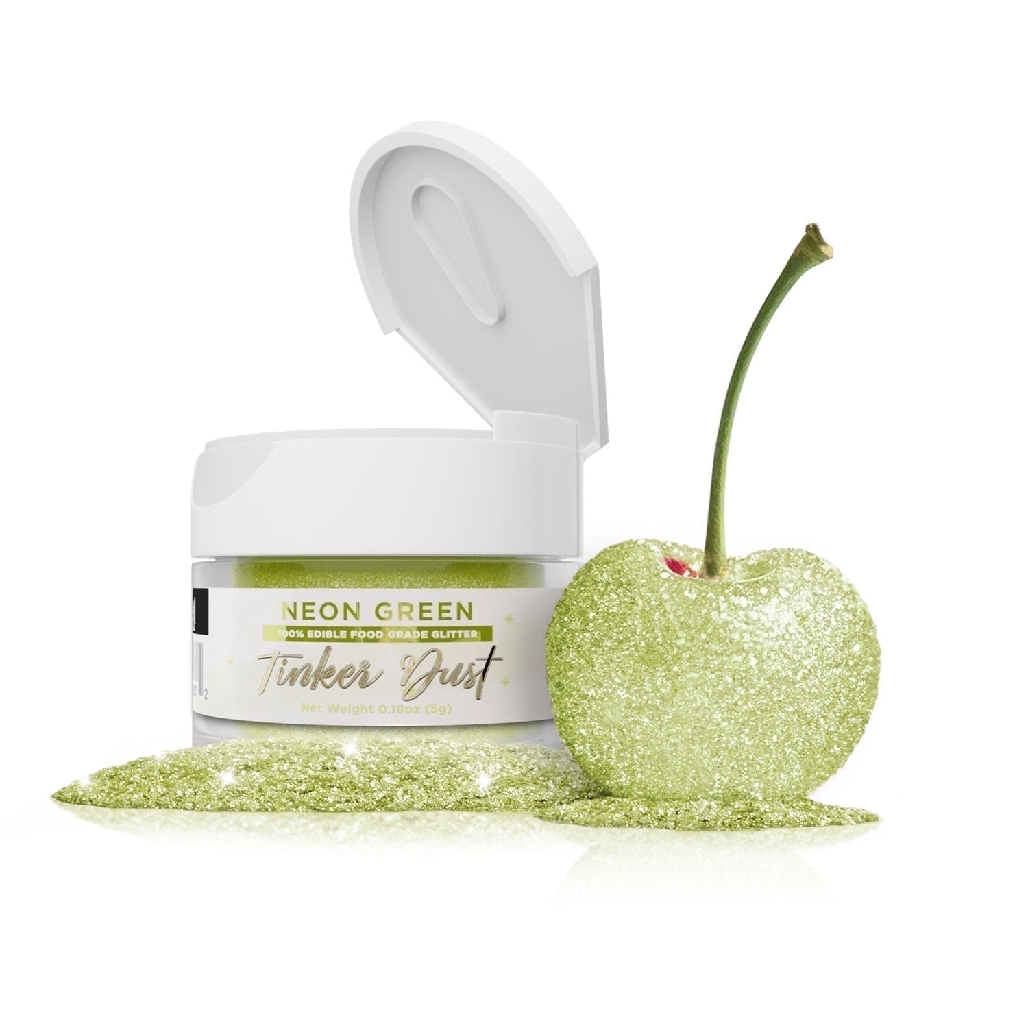 Bakell - Tinker Dust Neon Green Edible Glitter - Vibrant Sparkle, 5g Jar