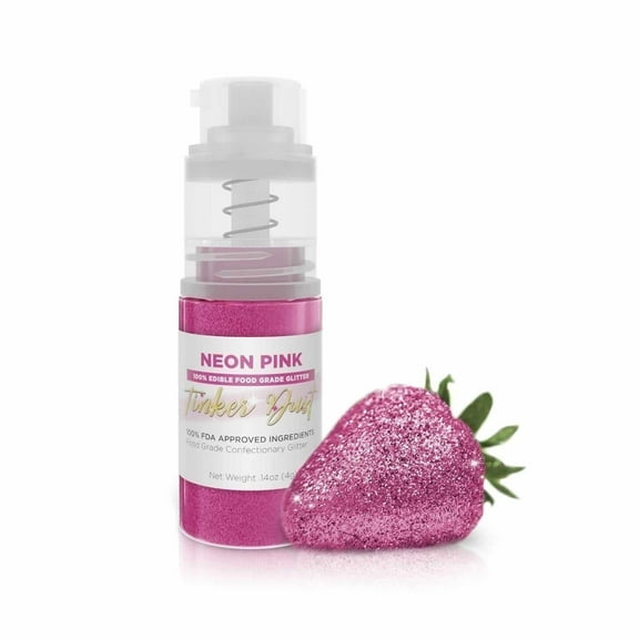 Bakell - Tinker Dust Neon Pink Edible Glitter - Vibrant Sparkle, 4g Spray Pump