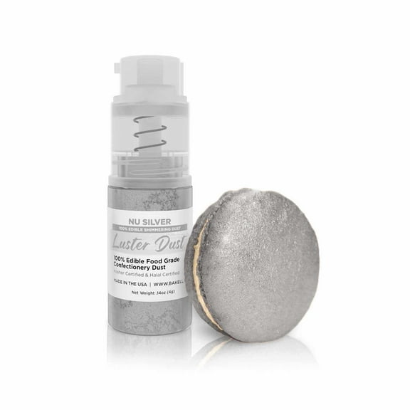 Bakell - Nu Super Silver Luster Dust and Cake Paint - Fine Metallic Sheen, 4g Spray Pump