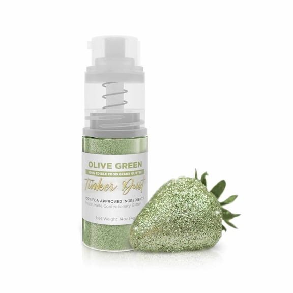 Bakell - Tinker Dust Olive Green Edible Glitter - Vibrant Sparkle, 4g Spray Pump