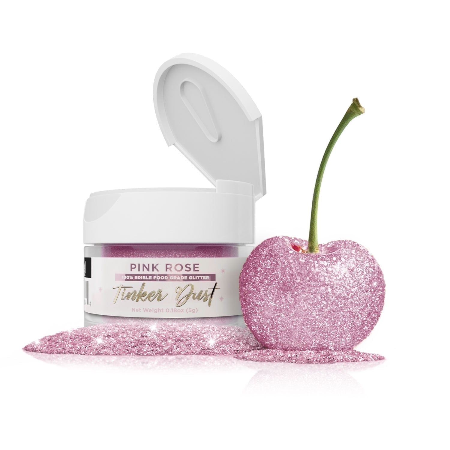 Bakell - Tinker Dust Pink Rose Edible Glitter - Vibrant Sparkle, 5g Jar