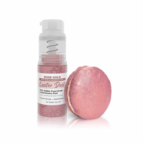 Bakell - Rose Gold Luster Dust and Cake Paint - Fine Metallic Sheen, 4g Spray Pump