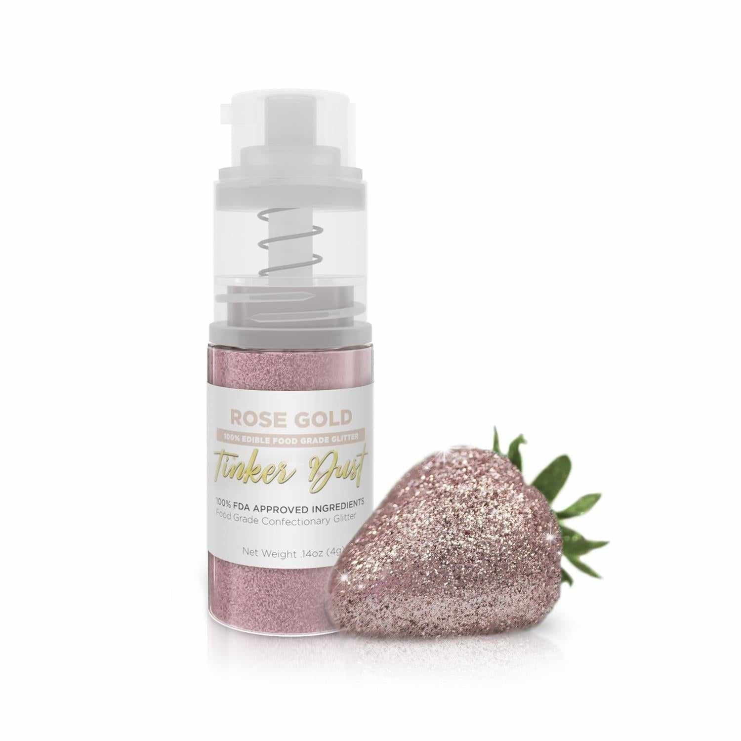 Bakell - Tinker Dust Rose Gold Edible Cake Glitter - Vibrant Sparkle, 4g Spray Pump