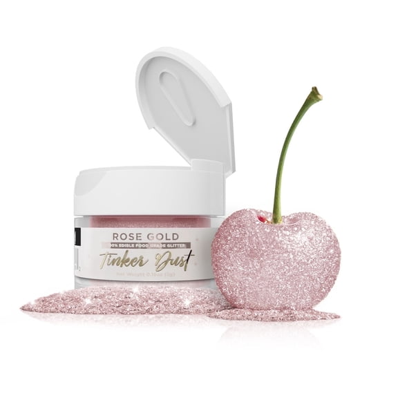 Tinker Dust Rose Gold Edible Glitter - Vibrant Sparkle, 5g Jar