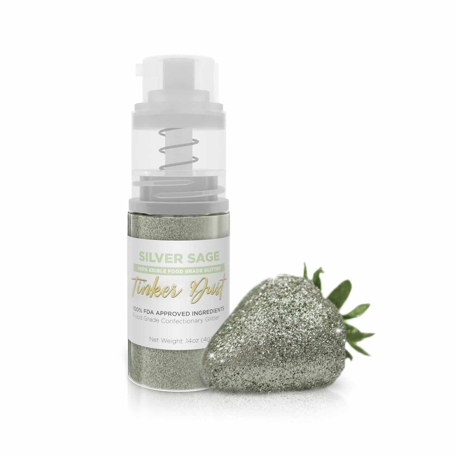 Bakell - Tinker Dust Silver Sage Edible Cake Glitter - Vibrant Sparkle, 4g Spray Pump