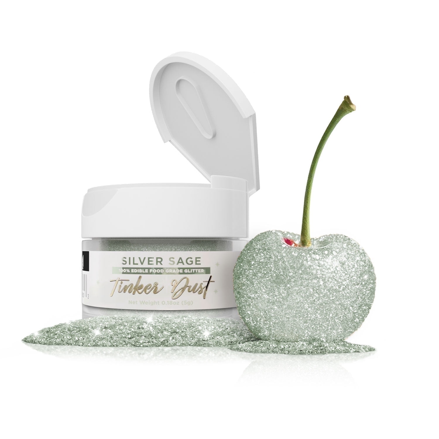 Bakell - Tinker Dust Silver Sage Edible Cake Glitter - Vibrant Sparkle, 5g Jar