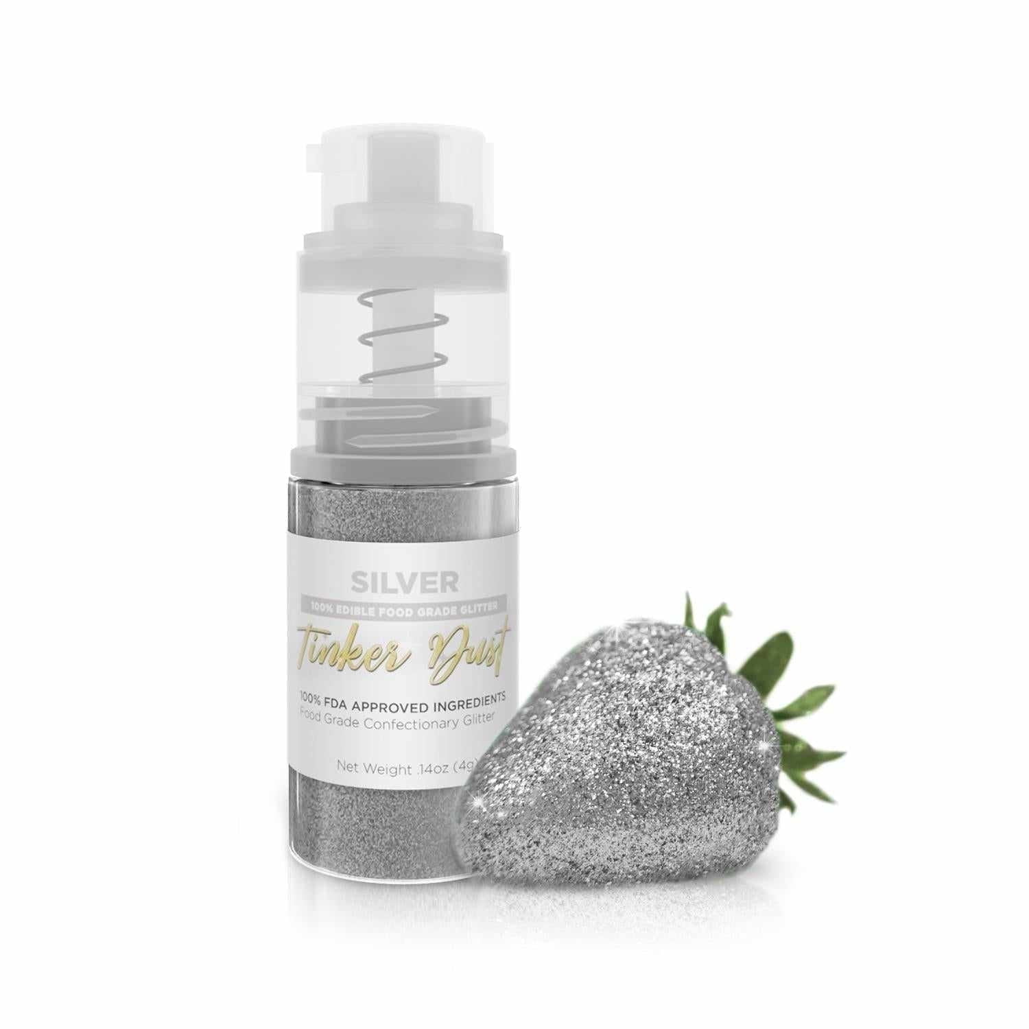 Bakell - Tinker Dust Silver Edible Cake Glitter - Vibrant Sparkle, 4g Spray Pump