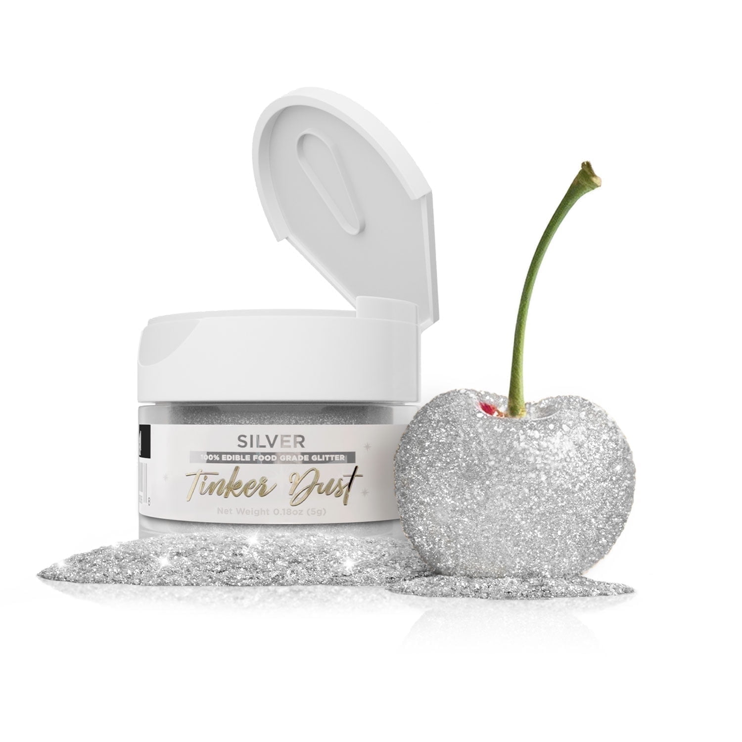 Bakell - Tinker Dust Silver Edible Cake Glitter - Vibrant Sparkle, 5g Jar