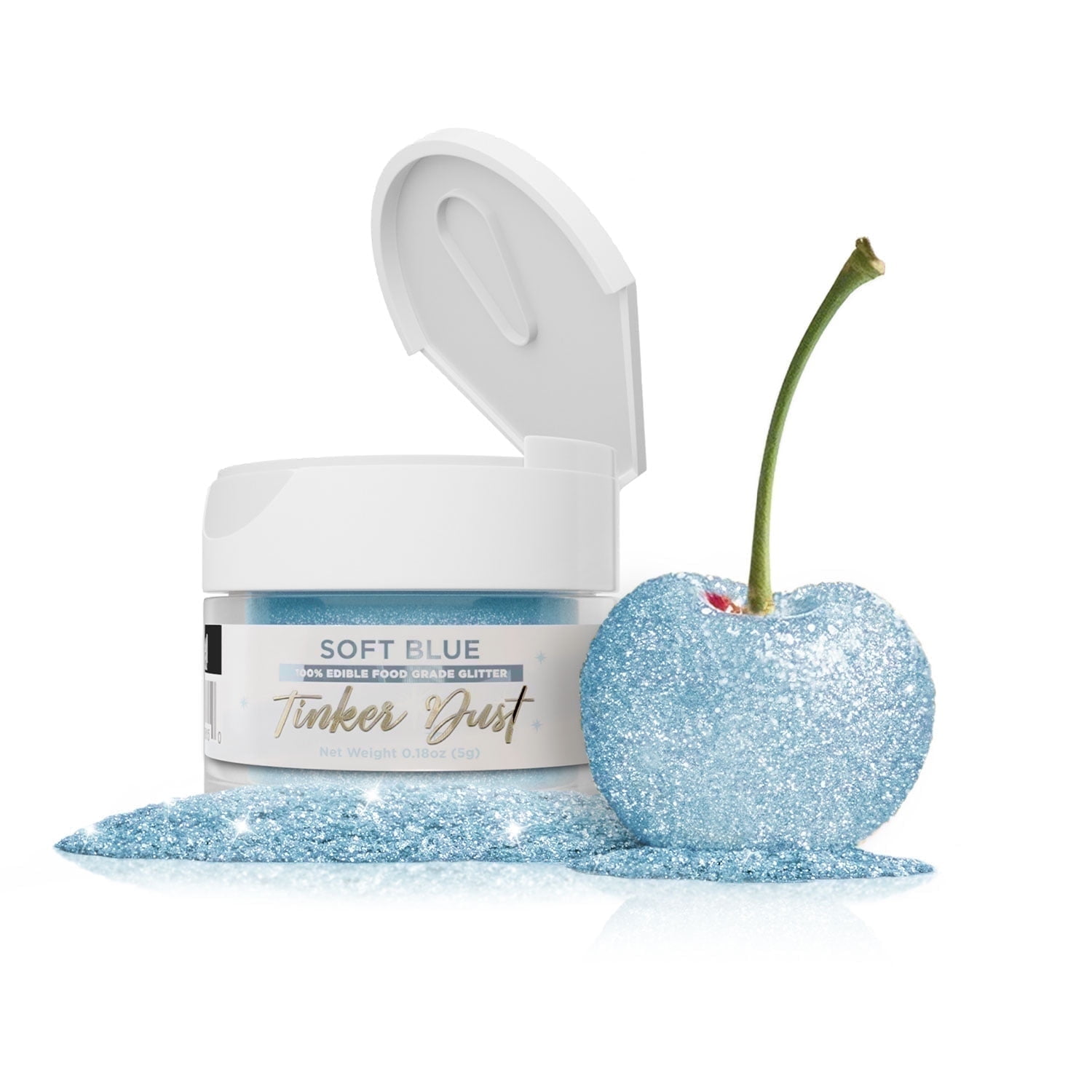 Bakell - Tinker Dust Soft Blue Edible Glitter - Vibrant Sparkle, 5g Jar