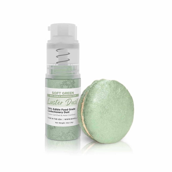 Bakell - Soft Green Luster Dust and Cake Paint - Fine Metallic Sheen, 4g Spray Pump