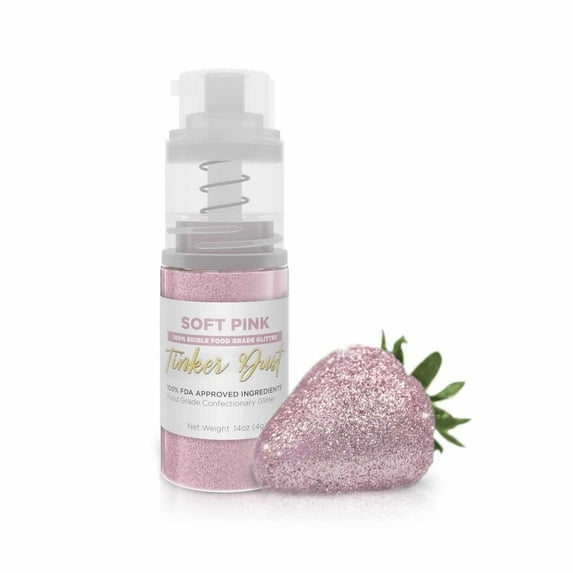 Bakell - Tinker Dust Soft Pink Edible Glitter - Vibrant Sparkle, 4g Spray Pump