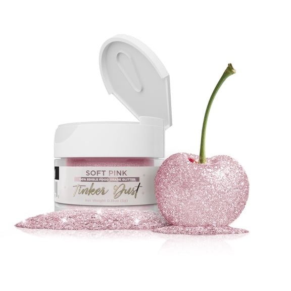 Bakell - Tinker Dust Soft Pink Edible Glitter - Vibrant Sparkle, 5g Jar