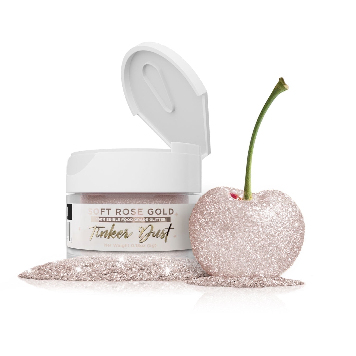 Bakell - Tinker Dust Soft Rose Gold Edible Glitter - Vibrant Sparkle, 5g Jar