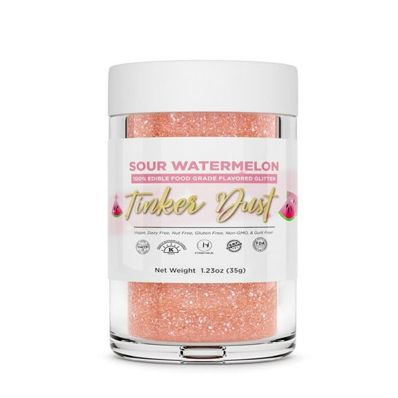 Bakell - Sour Watermelon Flavored Tinker Dust (35g, 1x Jar) Edible Glitter Dessert Toppings for Fruit, Candy and Cake