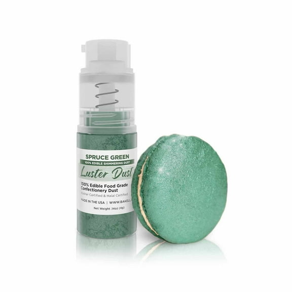 Bakell - Spruce Green Luster Dust and Cake Paint - Fine Metallic Sheen, 4g Spray Pump