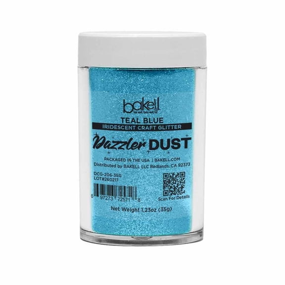 Bakell - Teal Blue Ultra Fine Iridescent Craft Glitter Dazzler Dust - 35g Jar